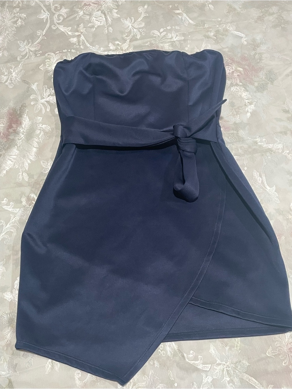 Charlotte Russe Strapless Navy Wrap Tie Mini Dress